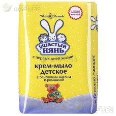 УШАСТЫЙ НЯНЬ КРЕМ-МЫЛО 90Г ДЕТСКОЕ ОЛИВКОВ. МАСЛО+РОМАШКА  [USHASTIY NYAN]                                                                                                                                                                                