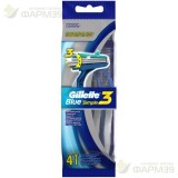 ЖИЛЛЕТ БЛЮ СИМПЛ 3 СТАНОК БРИТВЕННЫЙ №4 ОДНОРАЗОВЫЙ  [GILLETTE BLUE SIMPLE3]                                                                                                                                                                              