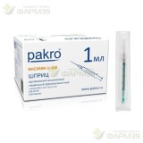 ШПРИЦ ПАКРО МЕДИКАЛ 1МЛ. 3-Х КОМП. ИГЛА 0,3х13ММ №100 [PAKROMEDICAL]                                                                                                                                                                                      